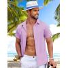 COOFANDY Men’s Casual Button Down Shirts Short Sleeve Summer Beach Vacation Untucked Dress Shirts with Pocket(Light Purple)