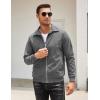 COOFANDY Men’s Casual Corduroy Jacket Lightweight Zip Up Vintage Jacket Collared Bomber Jacket(Dark Grey)