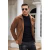 COOFANDY Men’s Casual Corduroy Jacket Lightweight Zip Up Vintage Jacket Collared Bomber Jacket(Light Brown)