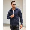 COOFANDY Men’s Casual Corduroy Jacket Lightweight Zip Up Vintage Jacket Collared Bomber Jacket(Navy Blue)