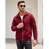 COOFANDY Men’s Casual Corduroy Jacket Lightweight Zip Up Vintage Jacket Collared Bomber Jacket(Wine Red)