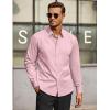 COOFANDY Men’s Casual Dress Shirt Long Sleeve Casual Shirt for Men Button Down Office Shirt(Pink)