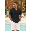 COOFANDY Men’s Casual Henley Shirt Short Sleeve Summer Shirts Linen Band Collar Summer Beach Hippie T-Shirts(Black)
