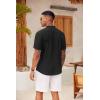 COOFANDY Men’s Casual Henley Shirt Short Sleeve Summer Shirts Linen Band Collar Summer Beach Hippie T-Shirts(Black)