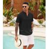 COOFANDY Men’s Casual Henley Shirt Short Sleeve Summer Shirts Linen Band Collar Summer Beach Hippie T-Shirts(Black)