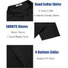 COOFANDY Men’s Casual Henley Shirt Short Sleeve Summer Shirts Linen Band Collar Summer Beach Hippie T-Shirts(Black)