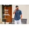 COOFANDY Men’s Casual Henley Shirt Short Sleeve Summer Shirts Linen Band Collar Summer Beach Hippie T-Shirts(Dark Blue)