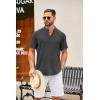 COOFANDY Men’s Casual Henley Shirt Short Sleeve Summer Shirts Linen Band Collar Summer Beach Hippie T-Shirts(Dark Grey)