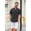 COOFANDY Men’s Casual Henley Shirt Short Sleeve Summer Shirts Linen Band Collar Summer Beach Hippie T-Shirts(Dark Grey)