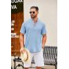 COOFANDY Men’s Casual Henley Shirt Short Sleeve Summer Shirts Linen Band Collar Summer Beach Hippie T-Shirts(Light Blue)