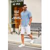 COOFANDY Men’s Casual Henley Shirt Short Sleeve Summer Shirts Linen Band Collar Summer Beach Hippie T-Shirts(Light Blue)