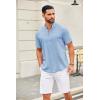 COOFANDY Men’s Casual Henley Shirt Short Sleeve Summer Shirts Linen Band Collar Summer Beach Hippie T-Shirts(Light Blue)