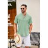COOFANDY Men’s Casual Henley Shirt Short Sleeve Summer Shirts Linen Band Collar Summer Beach Hippie T-Shirts(Light Green)
