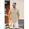COOFANDY Men’s Casual Henley Shirt Short Sleeve Summer Shirts Linen Band Collar Summer Beach Hippie T-Shirts(Light Khaki)
