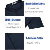 COOFANDY Men’s Casual Henley Shirt Short Sleeve Summer Shirts Linen Band Collar Summer Beach Hippie T-Shirts(Navy Blue)