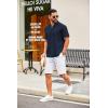 COOFANDY Men’s Casual Henley Shirt Short Sleeve Summer Shirts Linen Band Collar Summer Beach Hippie T-Shirts(Navy Blue)