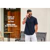 COOFANDY Men’s Casual Henley Shirt Short Sleeve Summer Shirts Linen Band Collar Summer Beach Hippie T-Shirts(Navy Blue)