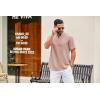 COOFANDY Men’s Casual Henley Shirt Short Sleeve Summer Shirts Linen Band Collar Summer Beach Hippie T-Shirts(Pastel Pink)