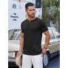 COOFANDY Men’s Casual Henley Shirts Short Sleeve Pocket T-Shirts Lightweight Button Henley Pullover Basic Tees(Black)