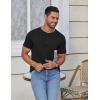COOFANDY Men’s Casual Henley Shirts Short Sleeve Pocket T-Shirts Lightweight Button Henley Pullover Basic Tees(Black)