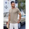 COOFANDY Men’s Casual Henley Shirts Short Sleeve Pocket T-Shirts Lightweight Button Henley Pullover Basic Tees(Dark Khaki)