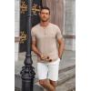 COOFANDY Men’s Casual Henley Shirts Short Sleeve Pocket T-Shirts Lightweight Button Henley Pullover Basic Tees(Khaki)