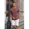COOFANDY Men’s Casual Henley Shirts Short Sleeve Pocket T-Shirts Lightweight Button Henley Pullover Basic Tees(Wine Red)
