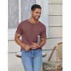 COOFANDY Men’s Casual Henley Shirts Short Sleeve Pocket T-Shirts Lightweight Button Henley Pullover Basic Tees(Wine Red)