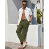 COOFANDY Men’s Casual Linen Pants Elastic Waist Drawstring Beach Summer Pants Lightweight Linen Trousers(Army Green)