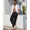 COOFANDY Men’s Casual Linen Pants Elastic Waist Drawstring Beach Summer Pants Lightweight Linen Trousers(Black)