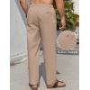 COOFANDY Men’s Casual Linen Pants Elastic Waist Drawstring Beach Summer Pants Lightweight Linen Trousers(Khaki)
