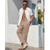 COOFANDY Men’s Casual Linen Pants Elastic Waist Drawstring Beach Summer Pants Lightweight Linen Trousers(Khaki)