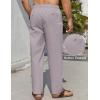 COOFANDY Men’s Casual Linen Pants Elastic Waist Drawstring Beach Summer Pants Lightweight Linen Trousers(Light Gray)