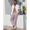 COOFANDY Men’s Casual Linen Pants Elastic Waist Drawstring Beach Summer Pants Lightweight Linen Trousers(Light Gray)