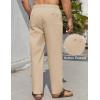 COOFANDY Men’s Casual Linen Pants Elastic Waist Drawstring Beach Summer Pants Lightweight Linen Trousers(Light Khaki)