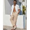 COOFANDY Men’s Casual Linen Pants Elastic Waist Drawstring Beach Summer Pants Lightweight Linen Trousers(Light Khaki)