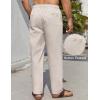 COOFANDY Men’s Casual Linen Pants Elastic Waist Drawstring Beach Summer Pants Lightweight Linen Trousers(Speckled Beige)