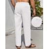 COOFANDY Men’s Casual Linen Pants Elastic Waist Drawstring Beach Summer Pants Lightweight Linen Trousers(White)