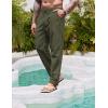 COOFANDY Men’s Casual Linen Pants Elastic Waist Drawstring Yoga Beach Pants Lightweight Loose Fit Trousers with Pockets(Army Green)