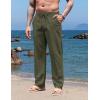 COOFANDY Men’s Casual Linen Pants Elastic Waist Drawstring Yoga Beach Pants Lightweight Loose Fit Trousers with Pockets(Army Green)