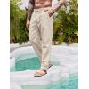 COOFANDY Men’s Casual Linen Pants Elastic Waist Drawstring Yoga Beach Pants Lightweight Loose Fit Trousers with Pockets(Beige)