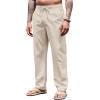COOFANDY Men’s Casual Linen Pants Elastic Waist Drawstring Yoga Beach Pants Lightweight Loose Fit Trousers with Pockets(Beige)