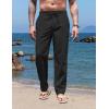COOFANDY Men’s Casual Linen Pants Elastic Waist Drawstring Yoga Beach Pants Lightweight Loose Fit Trousers with Pockets(Black)