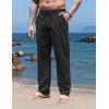 COOFANDY Men’s Casual Linen Pants Elastic Waist Drawstring Yoga Beach Pants Lightweight Loose Fit Trousers with Pockets(Black)