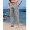 COOFANDY Men’s Casual Linen Pants Elastic Waist Drawstring Yoga Beach Pants Lightweight Loose Fit Trousers with Pockets(Grey)