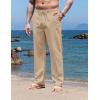 COOFANDY Men’s Casual Linen Pants Elastic Waist Drawstring Yoga Beach Pants Lightweight Loose Fit Trousers with Pockets(Khaki)