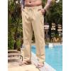 COOFANDY Men’s Casual Linen Pants Elastic Waist Drawstring Yoga Beach Pants Lightweight Loose Fit Trousers with Pockets(Light Khaki)