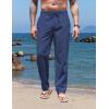 COOFANDY Men’s Casual Linen Pants Elastic Waist Drawstring Yoga Beach Pants Lightweight Loose Fit Trousers with Pockets(Navy Blue)