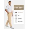 COOFANDY Men’s Casual Pants Classic Fit Flat Front Pants Lightweight Elastic Waist Golf Trousers with Pockets(Light Khaki)