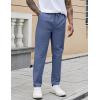 COOFANDY Mens Casual Pants Elastic Waist Drawstring Chino Pants Cotton Twill Trousers with Pockets(Blue)